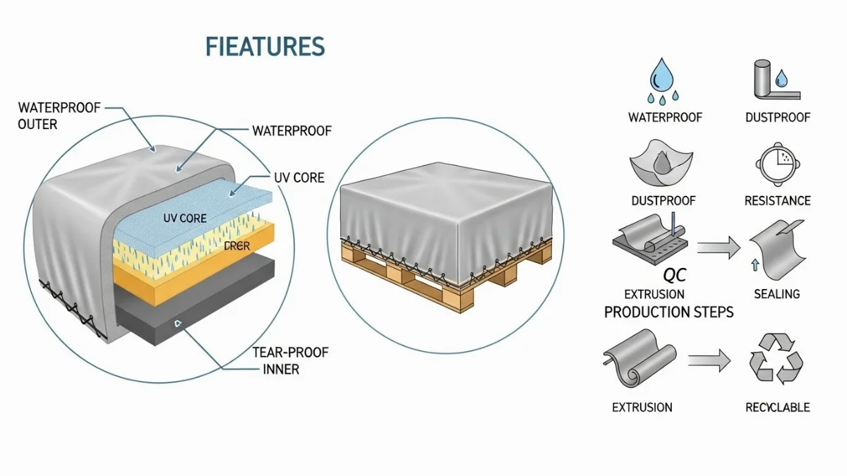 quy trình sản xuất bạt trùm pallet tại xưởng chất lượng