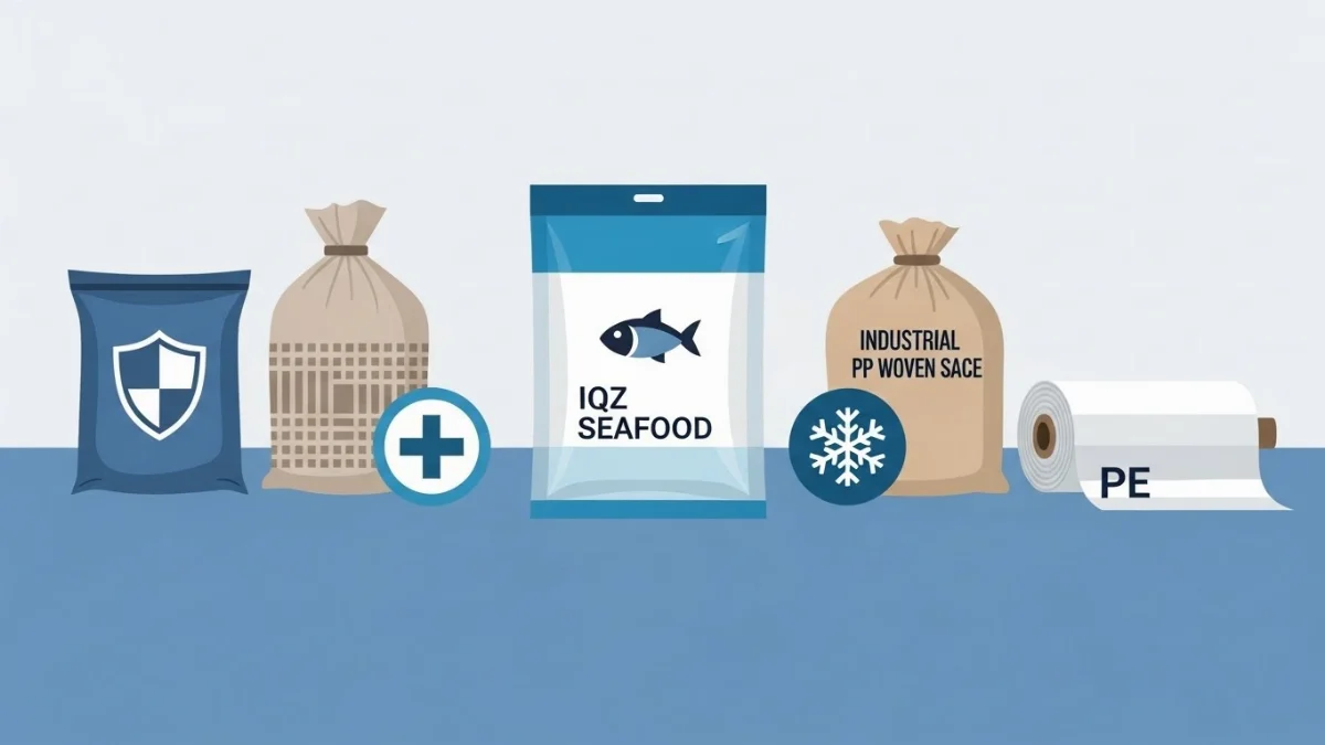 Túi IQF đựng tôm đông lạnh với thiết kế màng ghép phức hợp hiện đại