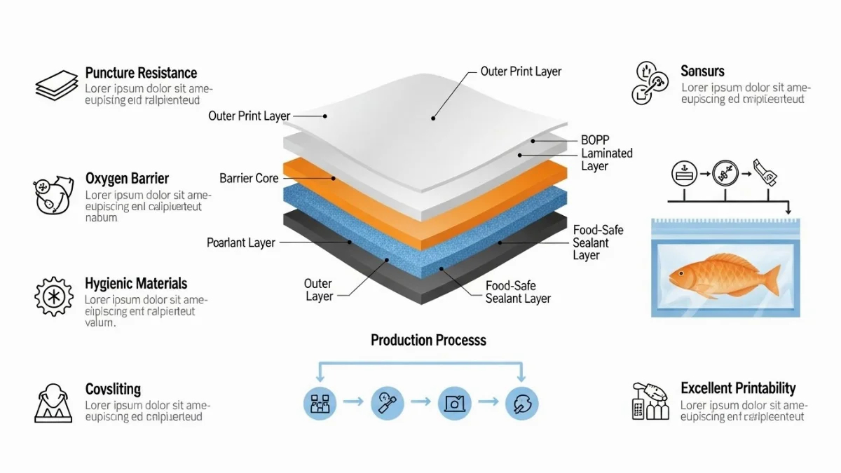 Công ty sản xuất bao bì thủy sản đông lạnh chuyên nghiệp.