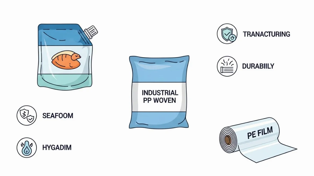 Nhiều loại vật liệu bao bì cho sản phẩm thủy sản