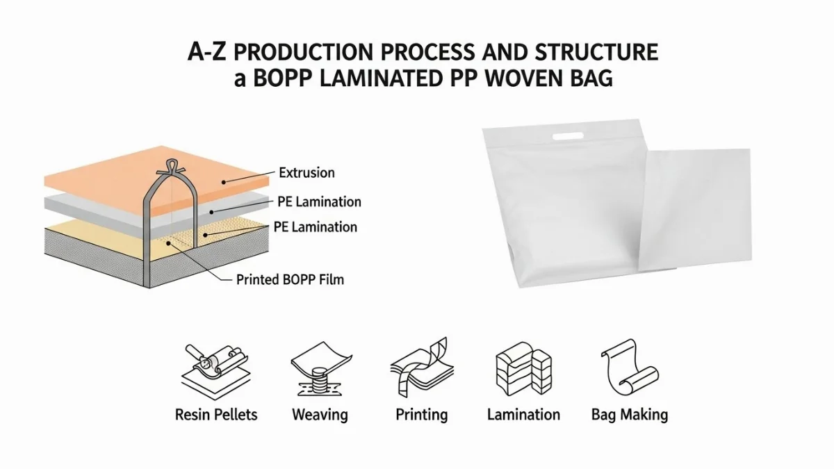 Thành phẩm bao PP dệt đã qua in ấn và may hoàn chỉnh, sẵn sàng sử dụng.