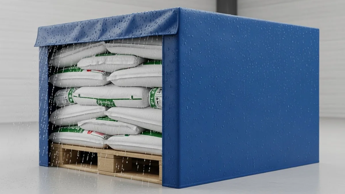 bạt trùm pallet bảo vệ hàng hóa khỏi bụi và nước