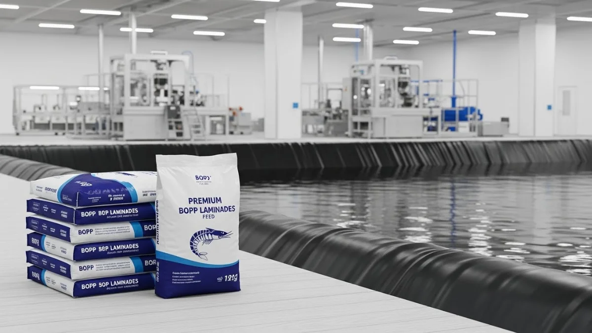 Hình ảnh bạt lót hồ tôm HDPE đang được thi công cho ao nuôi lớn