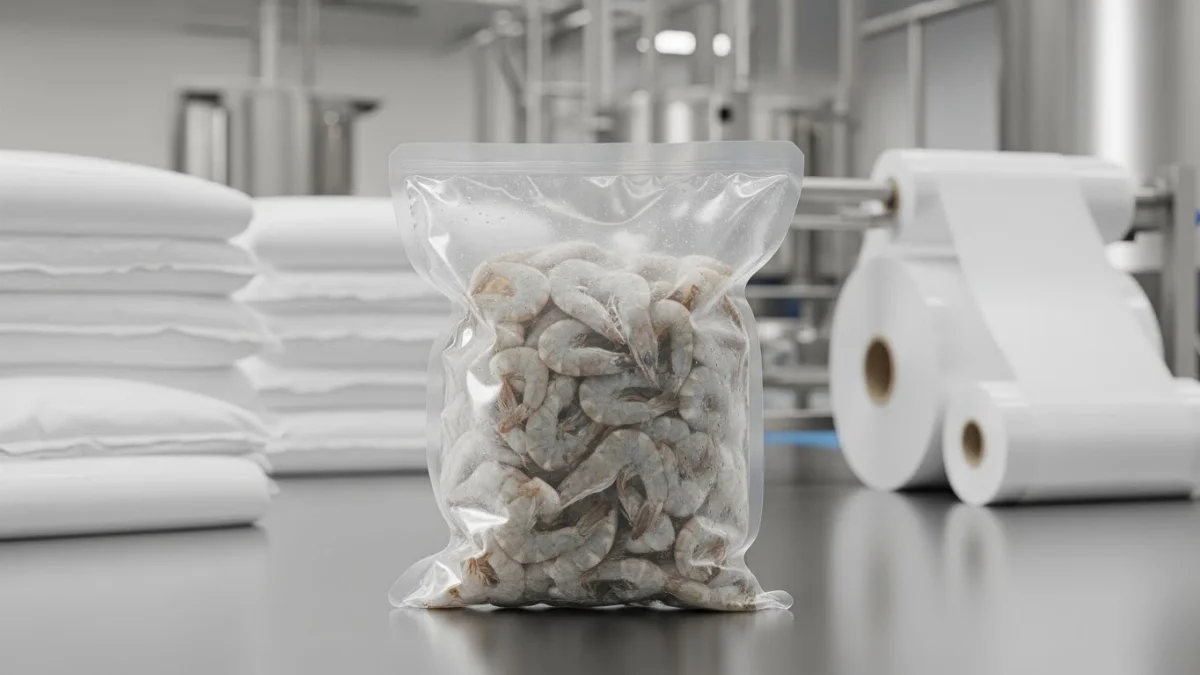 Thủy sản đông lạnh được bao bì PE bảo quản tươi ngon