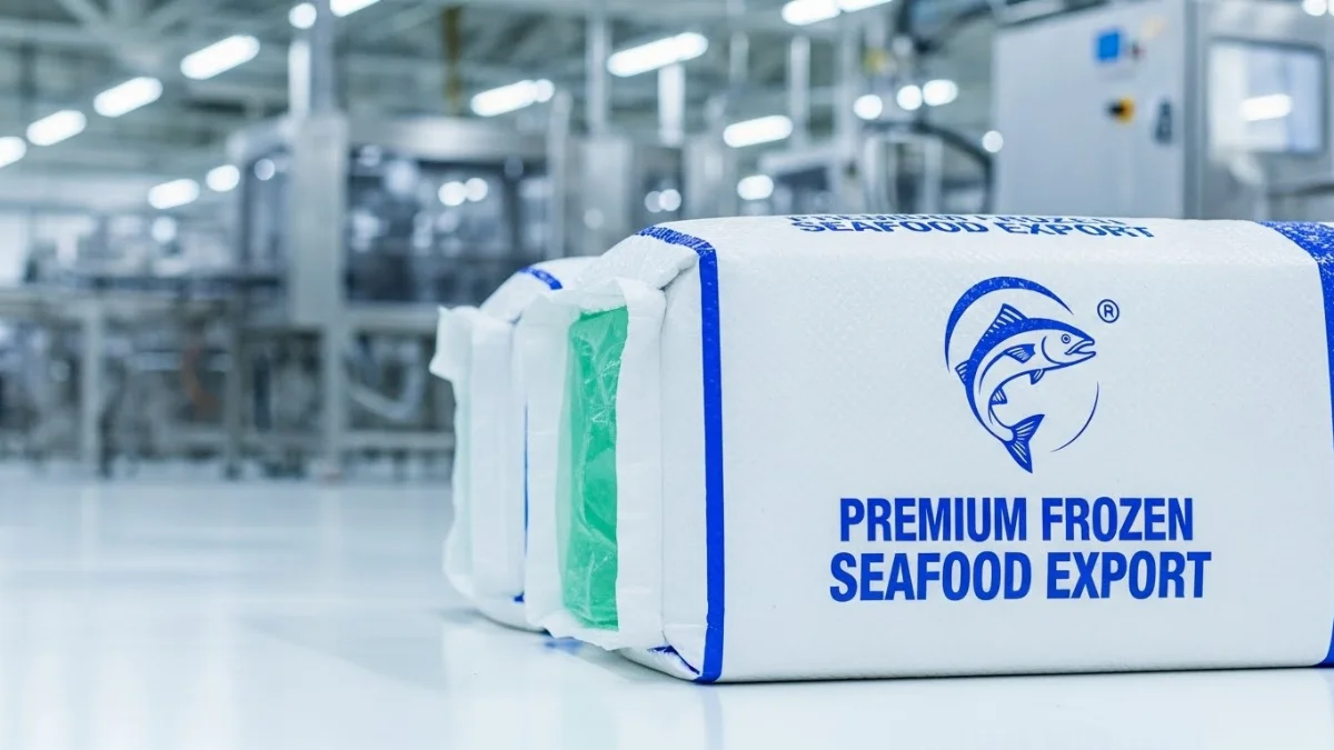 Hình ảnh bao bì chống thấm cao cấp cho thủy sản xuất khẩu