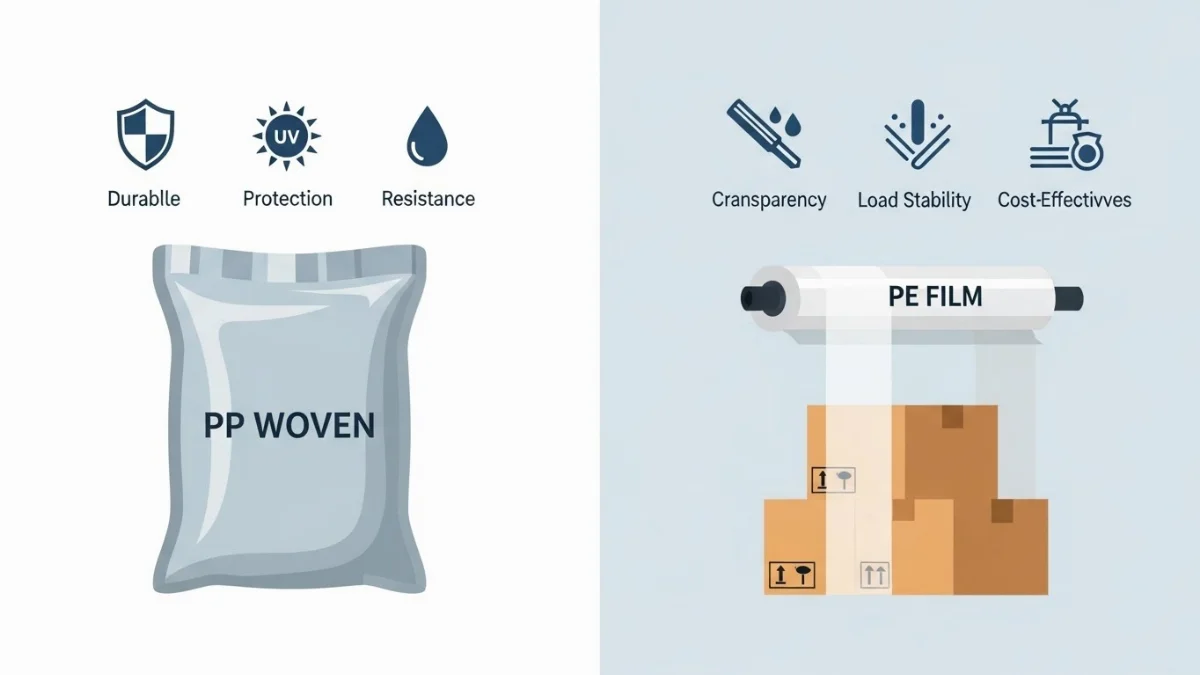 Màng quấn PE trong suốt bọc kín pallet hàng hóa chống bụi hiệu quả