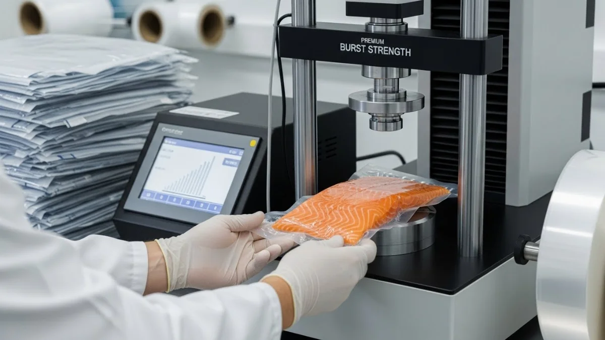 Kiểm tra độ kín khí bao bì chân không thủy sản