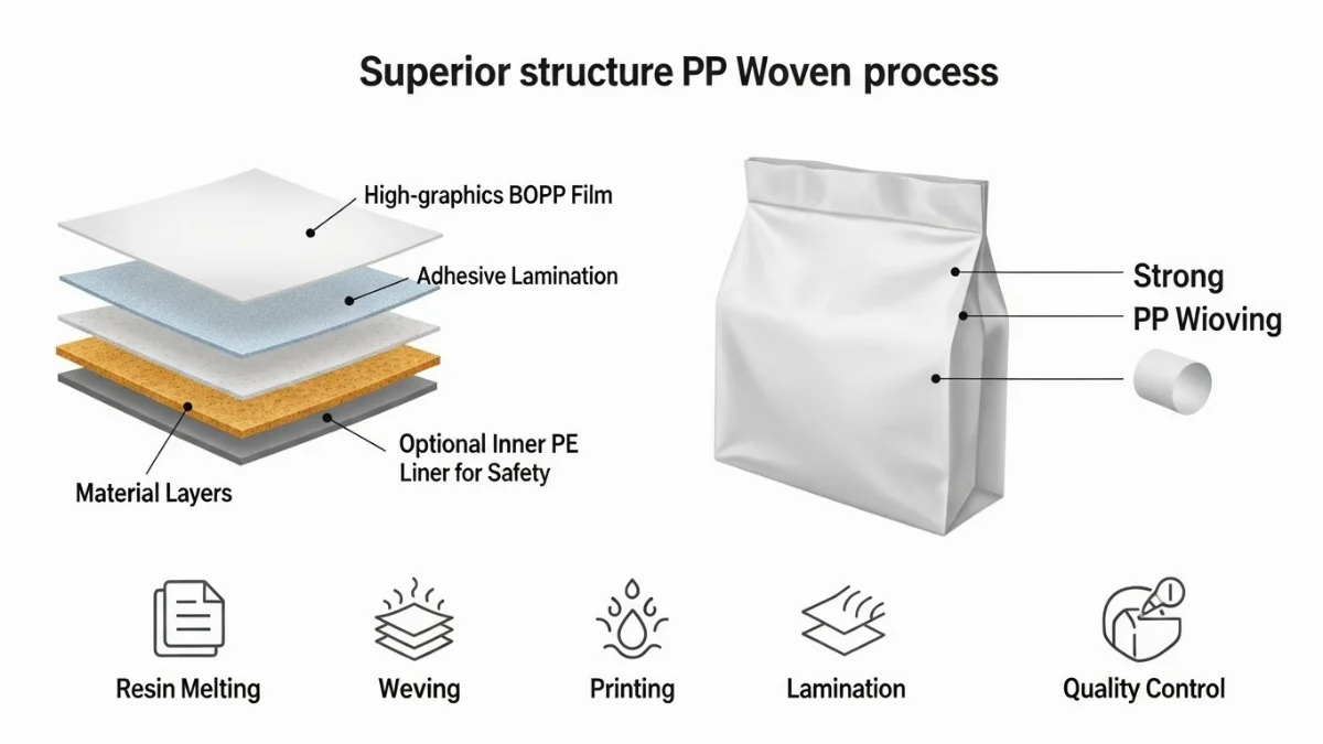Đội ngũ nhân viên Khang Hưng Phát đang kiểm tra và đóng gói bao PP