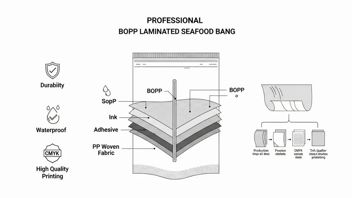 Hình ảnh các loại bao bì thủy sản khác nhau với thiết kế hiện đại